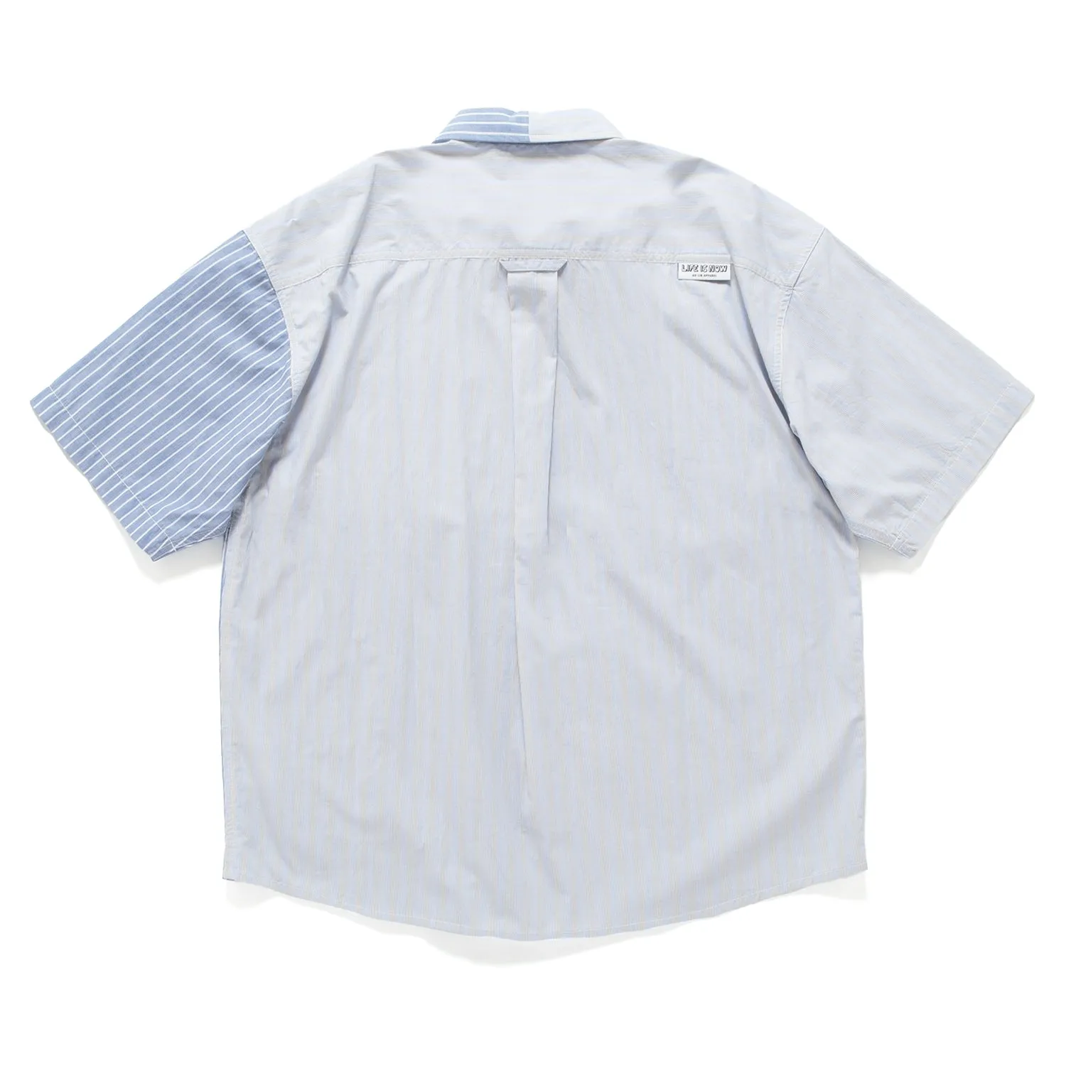 (ST451) Stripe Patchwork Short Sleeve Shirt