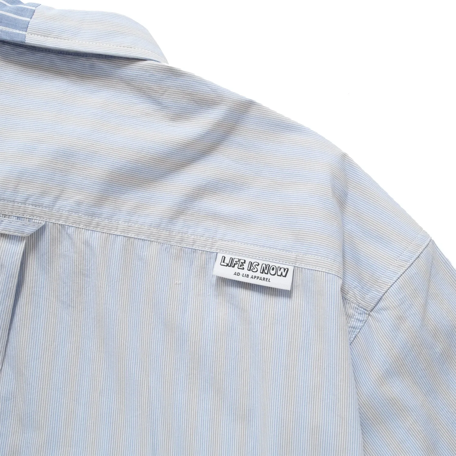(ST451) Stripe Patchwork Short Sleeve Shirt