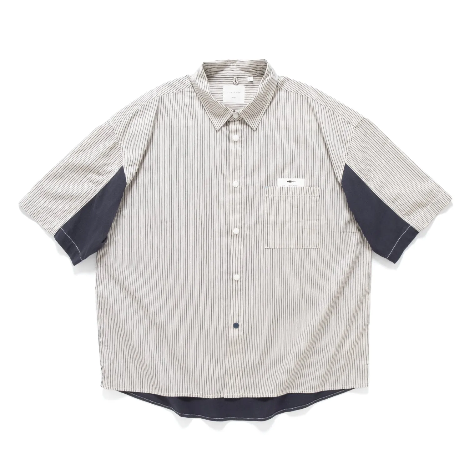 (ST452) Stripe Contrast Short Sleeve Shirt