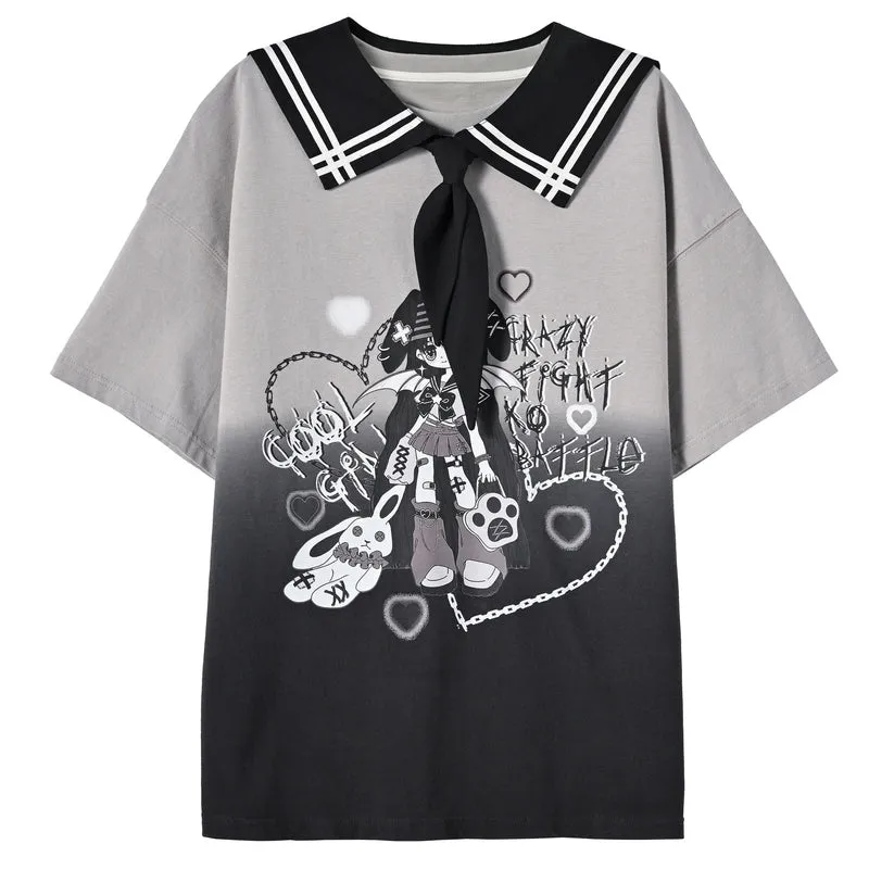 Summer Y2K Style Comic Print T-shirt