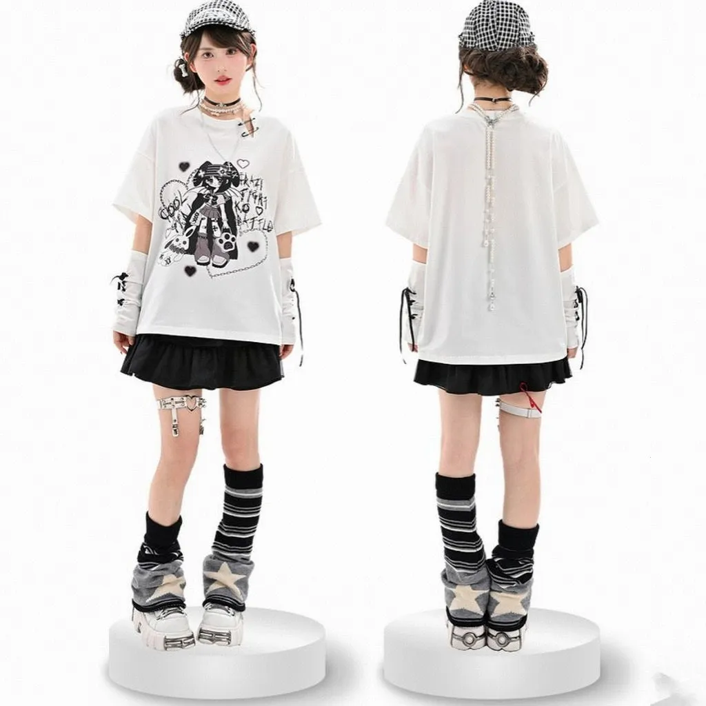 Summer Y2K Style Comic Print T-shirt