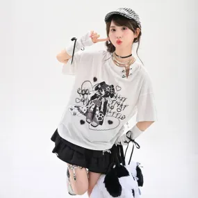 Summer Y2K Style Comic Print T-shirt
