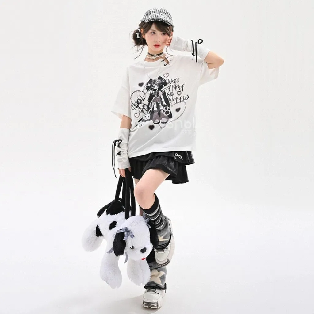 Summer Y2K Style Comic Print T-shirt