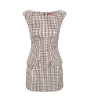 Walker Dress in Dark Chocolate Micro Check